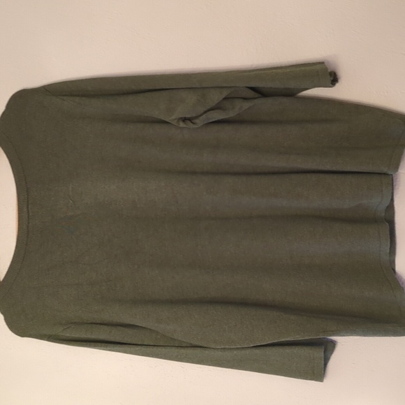 Chico's square neckline 3/4 sleeves soft Women's Olive Preppy Green Sweater XL - Picture 5 of 5